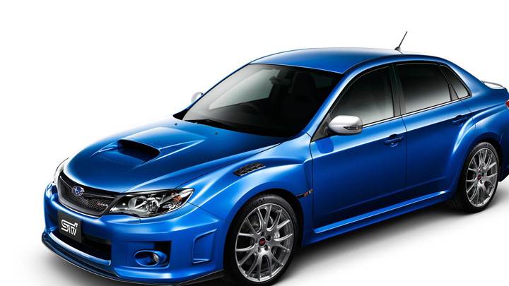 Subaru Impreza WRX STI S206 In Shine Blue Front Side Pose N White Background